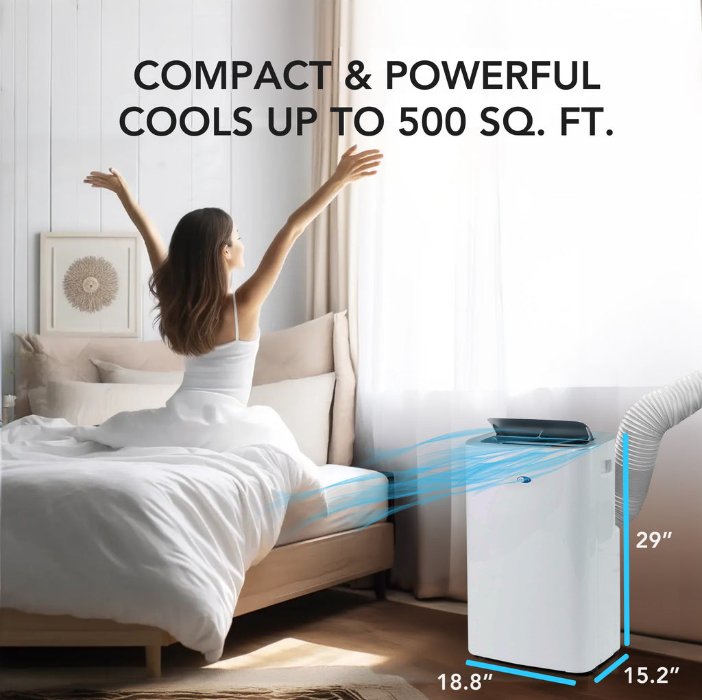 Whynter ARC-1050XPH 13500 BTU (ASHRAE) 10000 BTU (SACC) MultiCool Smart Wi-Fi enabled Portable Air Conditioner with Built-in Dehumidifier and Heating Function, Up to 500 sq. ft. in White