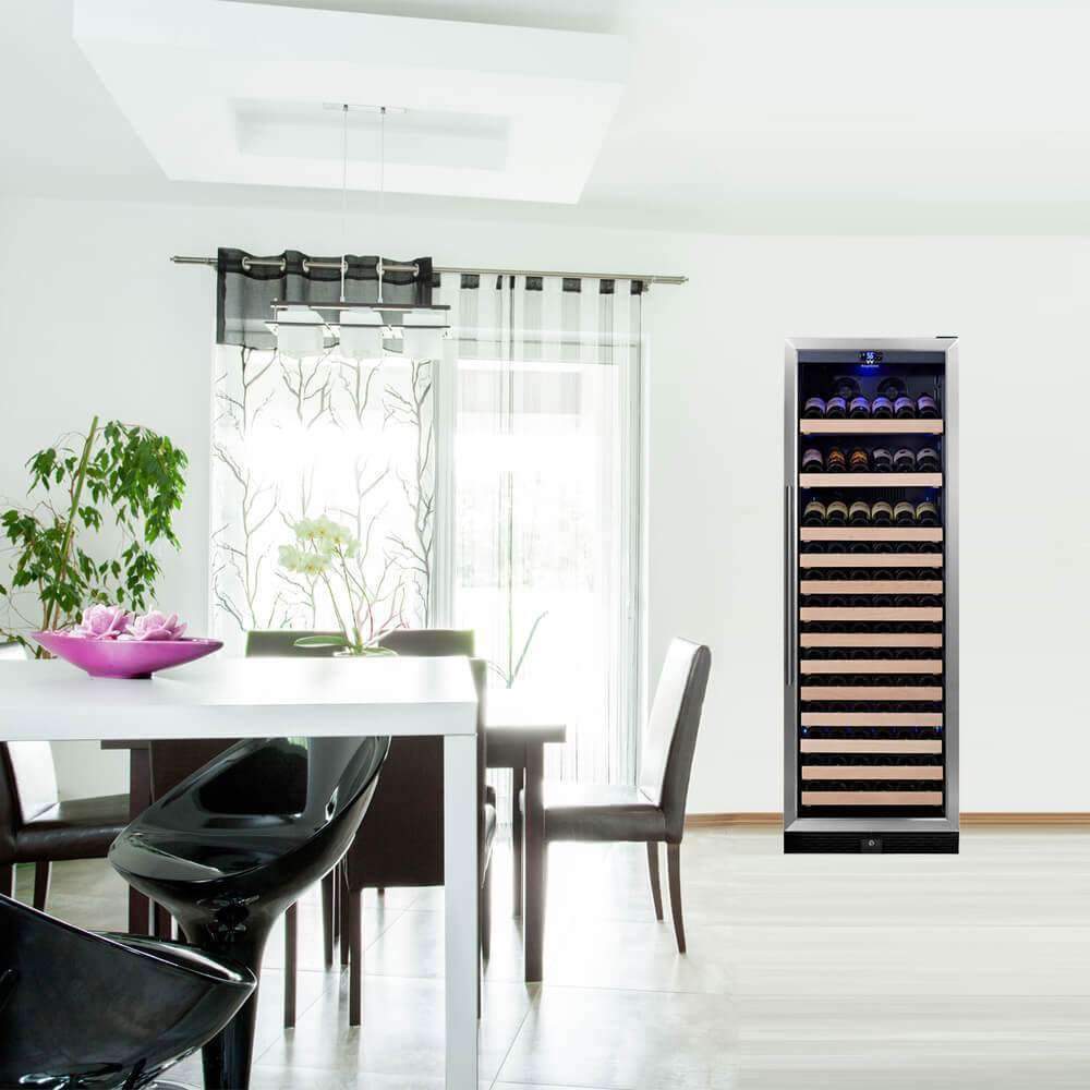KingsBottle Tall Large Wine Cooler Refrigerator Drinks Cabinet with Stainless Steel Trim - KBU170WX