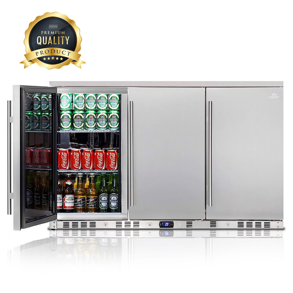 KingsBottle 53 Inch Solid 3-Door Outdoor Beverage Drinks Cooler - KBU328ASD