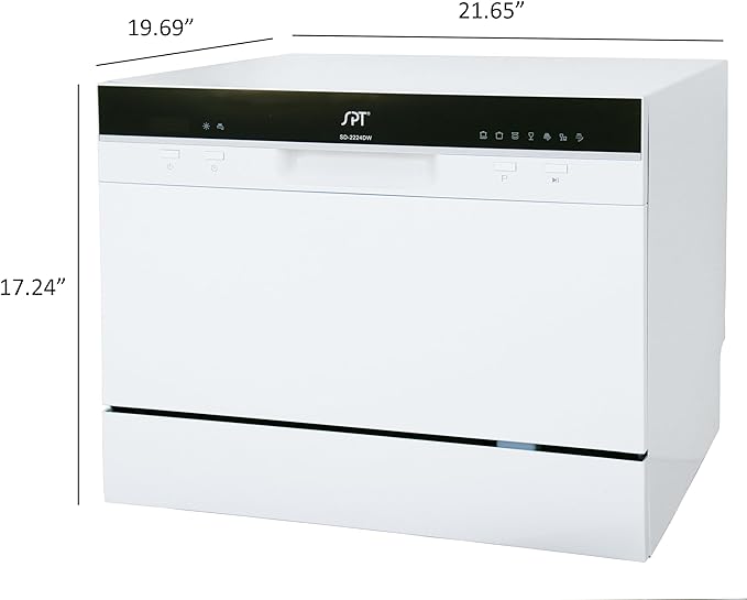 SPT SD-2224DWB: ENERGY STAR Countertop Dishwasher with Delay Start & LED – White
