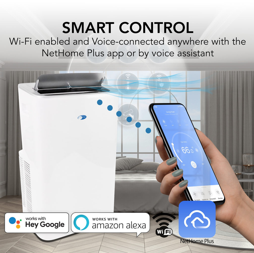 Whynter ARC-0850XP 12000 BTU (ASHRAE) 8000 BTU (SACC) MultiCool Smart Wi-Fi enabled Portable Air Conditioner with Built-in Dehumidifier, Up to 450 sq. ft. in White