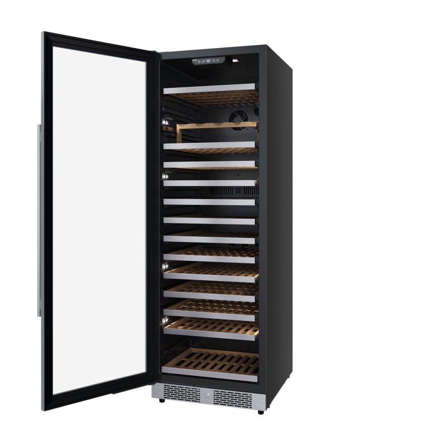 Avallon 24 Inch Wide 150 Bottle Capacity Built-In or Free Standing Wine Cooler with Wood Shelves, Child Lock, Door Alarm and Door Lock - Left Hinged - AWC243TSZLH