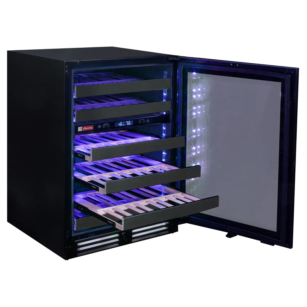 Allavino Reserva Series 50 Bottle Dual Zone Undercounter Wine Cooler Refrigerator with Black Stainless Steel Door - Right Hinge - BDW5034D-2BSR