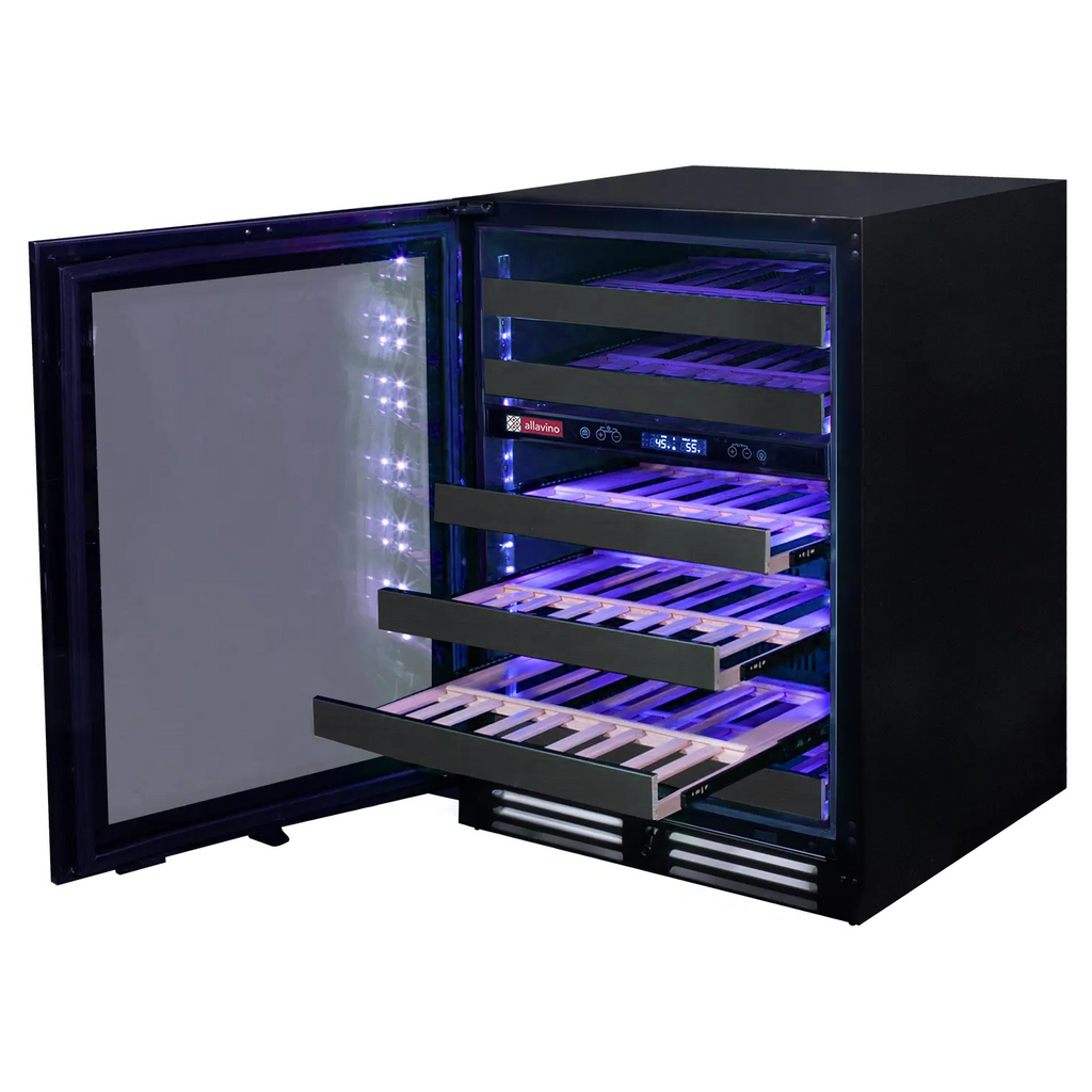 Allavino Reserva Series 50 Bottle Dual Zone Built-in Wine Cooler Refrigerator with Black Stainless Steel Door - Left Hinge - BDW5034D-2BSL
