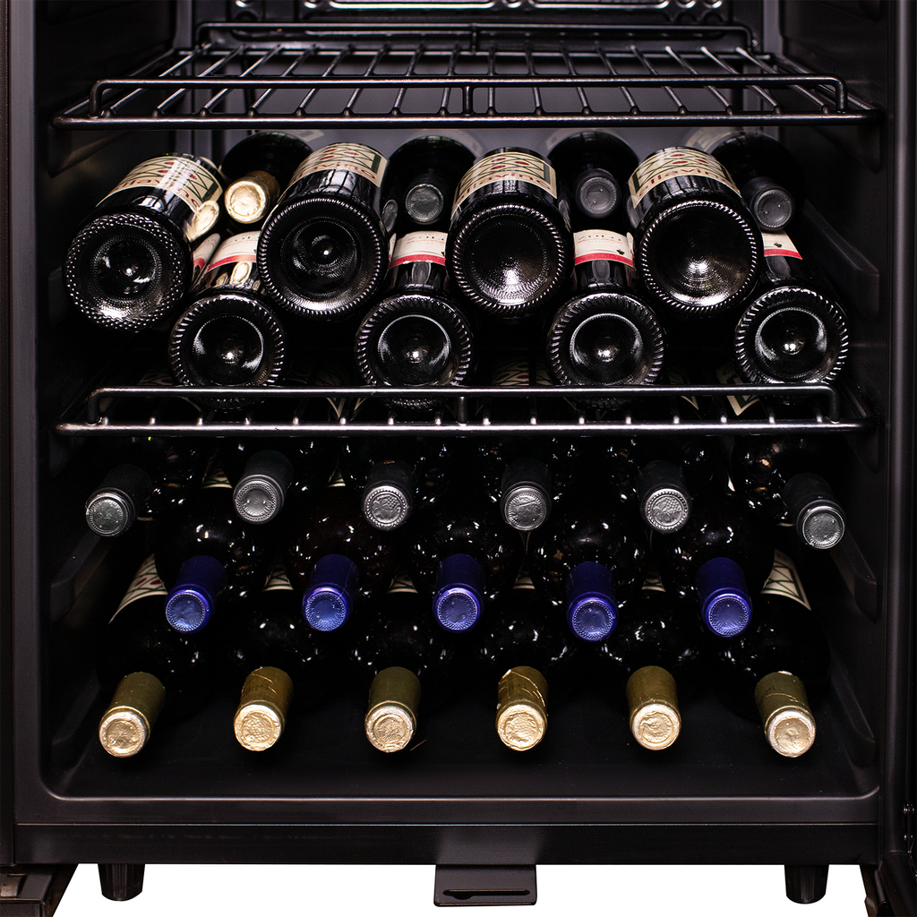 Allavino Contemporary 102 Bottle Single Zone Freestanding Wine Refrigerator with Black Glass Door - KWR102S-1BGR