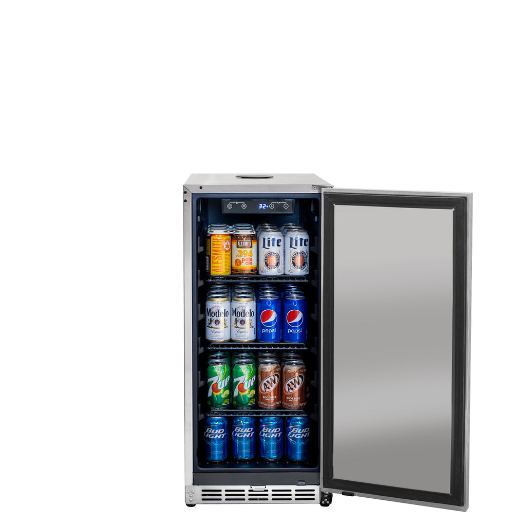 Kegco 15" Wide Outdoor Single Tap Stainless Steel Built-In Commercial Kegerator - HK-15-SS