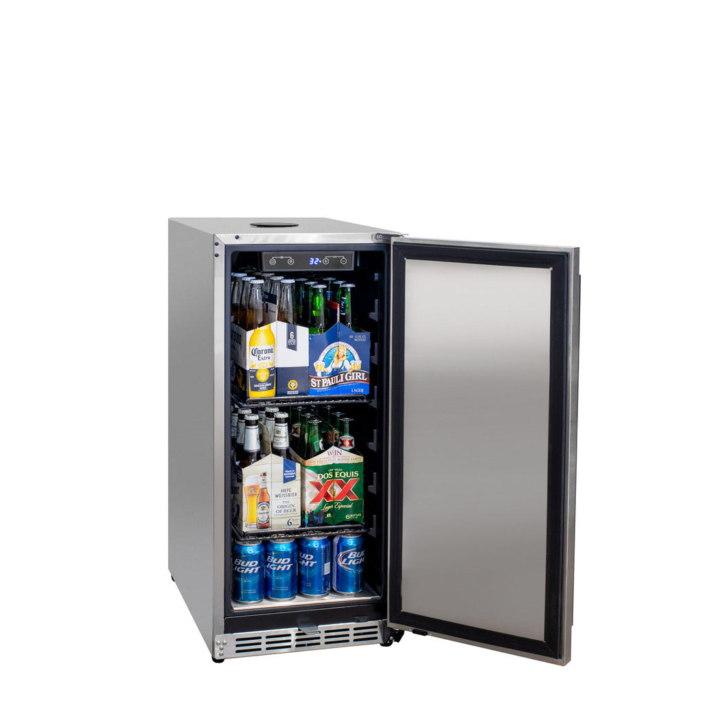 Kegco 15" Wide Outdoor Single Tap Stainless Steel Built-In Commercial Kegerator - HK-15-SS
