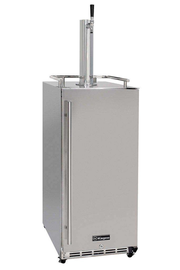 Kegco 15" Wide Outdoor Single Tap Stainless Steel Built-In Commercial Kegerator - HK-15-SS