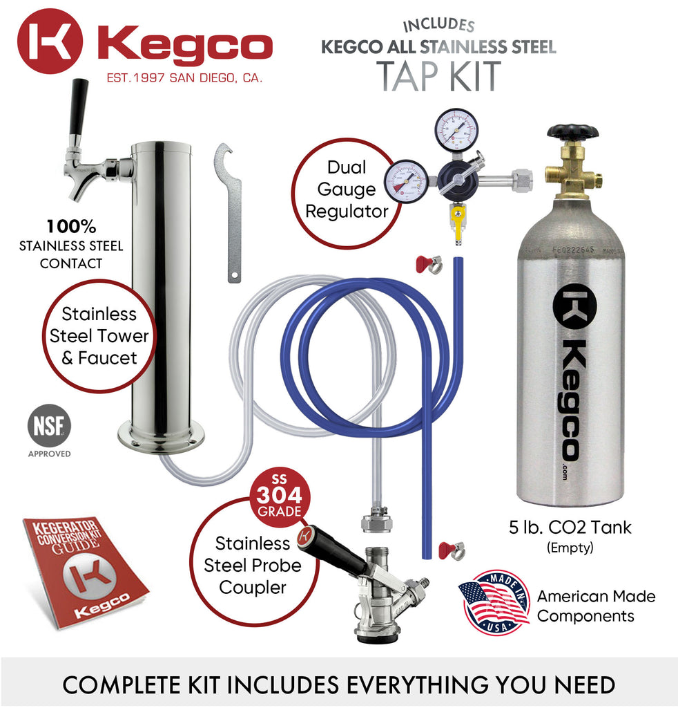 Kegco 15" Wide Outdoor Single Tap Stainless Steel Built-In Commercial Kegerator - HK-15-SS