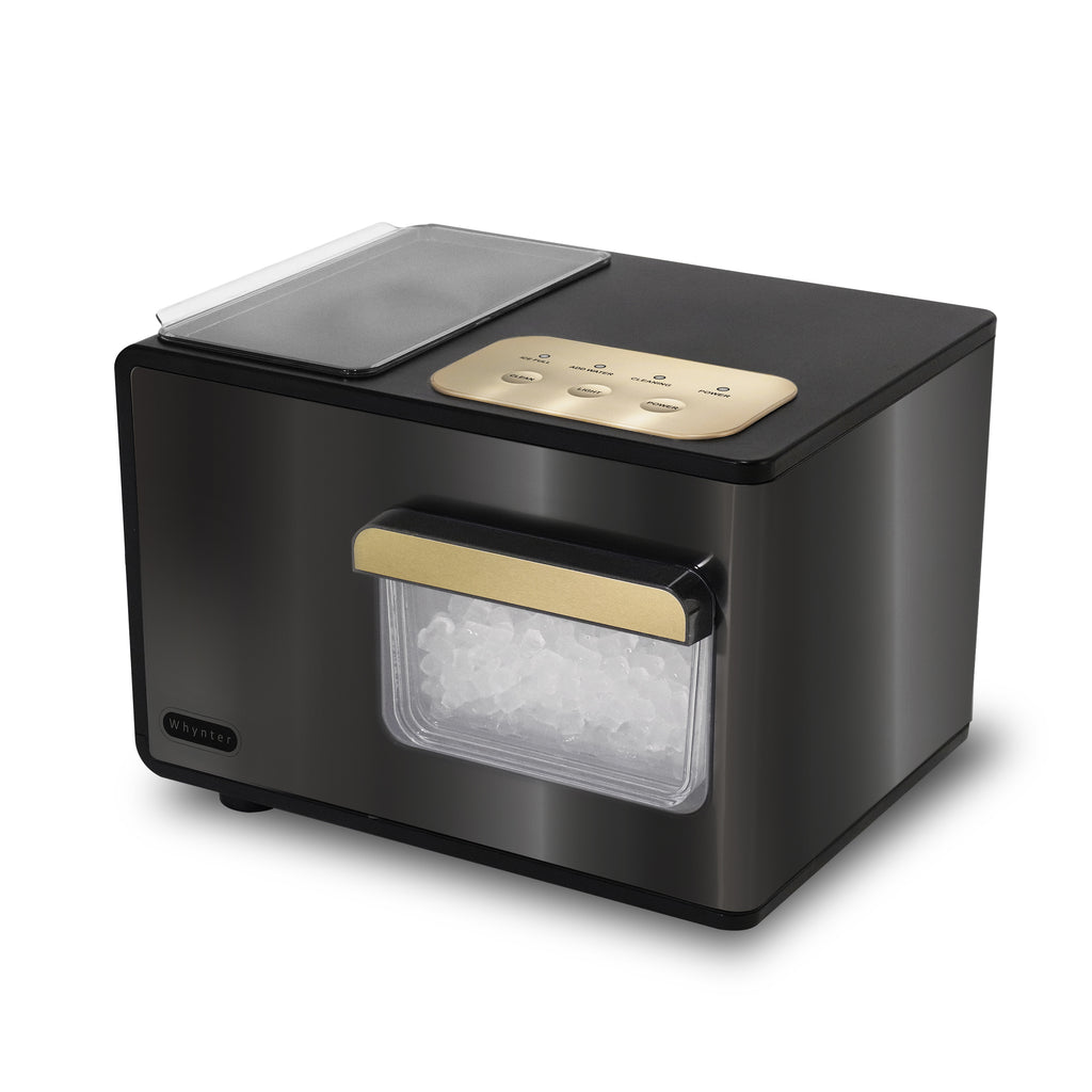 Whynter IBX-388BG SonicSnö Countertop Nugget Ice Maker 40lbs/24hrs with Removable Ice Drawer, Chewable Pebble/Sonic Type Ice in Black and Gold Stainless Steel Finish