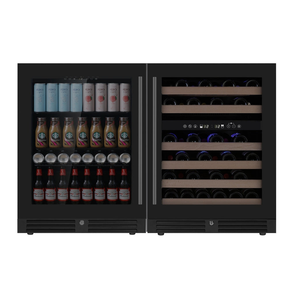 KingsBottle 48" Ultimate Under Bench Wine Fridge and Bar Refrigerator Combo - KBU145BW3 - Wine Cooler City