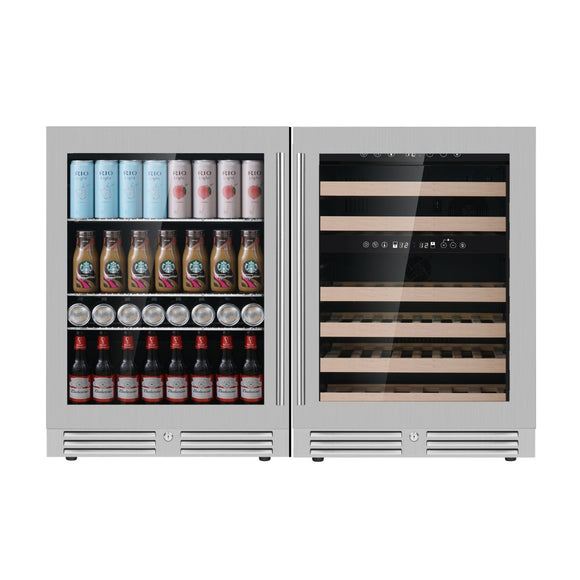 KingsBottle 48" Ultimate Under Bench Wine Fridge and Bar Refrigerator Combo - KBU145BW3 - Wine Cooler City