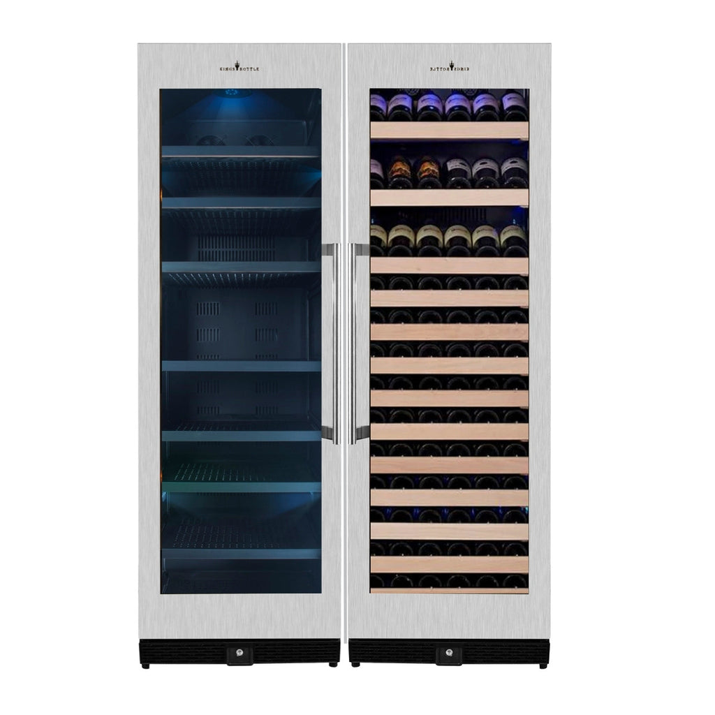 KingsBottle 72" Large Wine And Beverage Cooler Drinks Combo With Clear Door - KBU170BW2