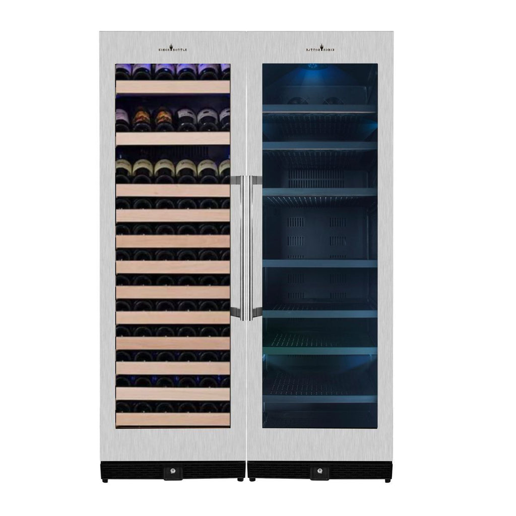 KingsBottle 72" Large Wine And Beverage Cooler Drinks Combo With Clear Door - KBU170BW2