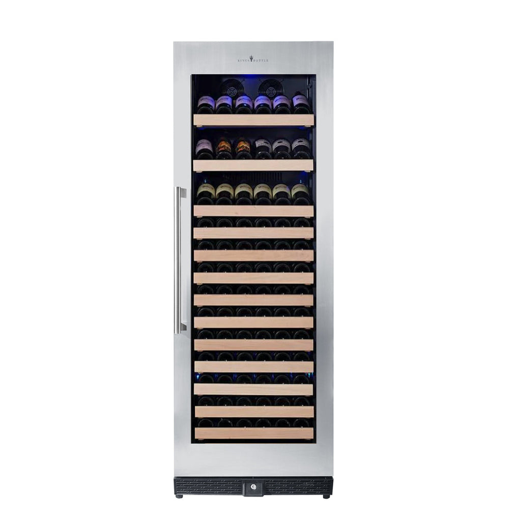 KingsBottle Tall Large Wine Cooler Refrigerator Drinks Cabinet with Stainless Steel Trim - KBU170WX