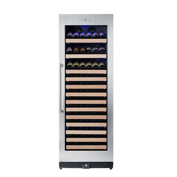 KingsBottle Tall Large Wine Cooler Refrigerator Drinks Cabinet with Stainless Steel Trim - KBU170WX