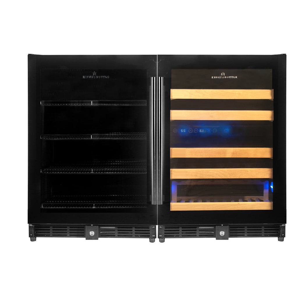 KingsBottle 48 Inch Glass Door Wine And Beverage Fridge Center Built In - KBU50BW3