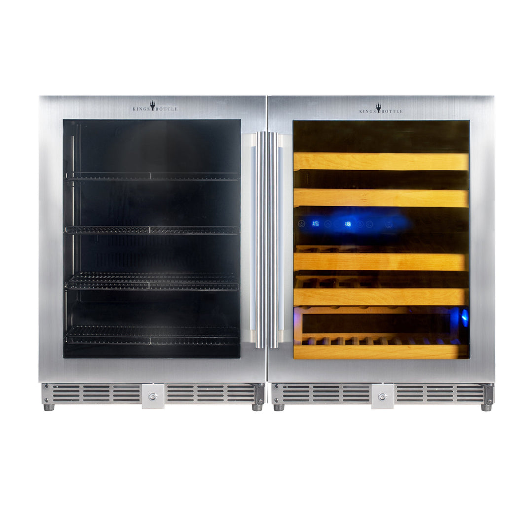 KingsBottle 48 Inch Glass Door Wine And Beverage Fridge Center Built In - KBU50BW3