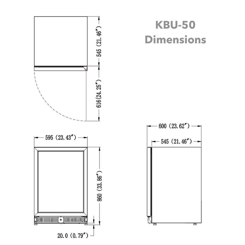 KingsBottle 24 Inch Under Counter Beer Cooler Fridge Built In - KBU50BX