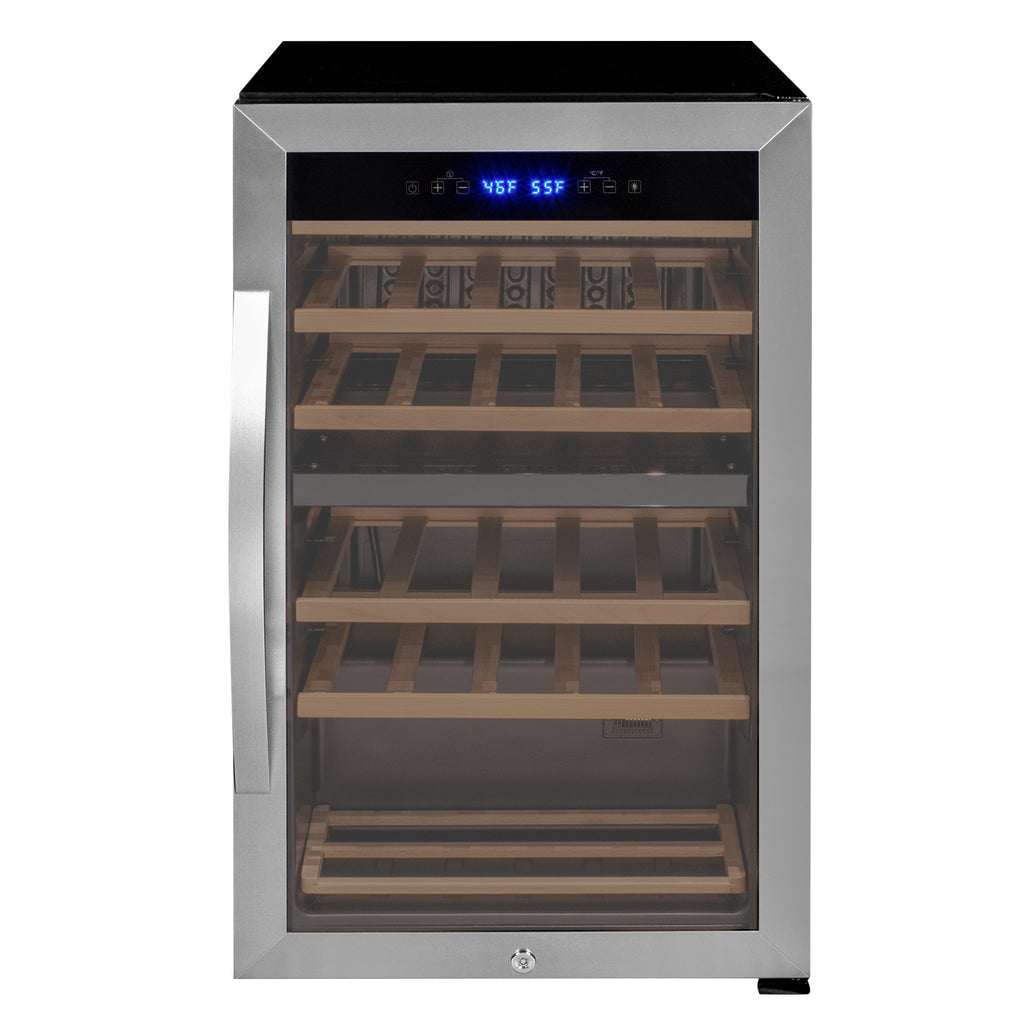 Allavino Cascina Series 28 Bottle Dual Zone Freestanding Wine Cooler Refrigerator with Stainless Steel Door - KWR28D-2SR