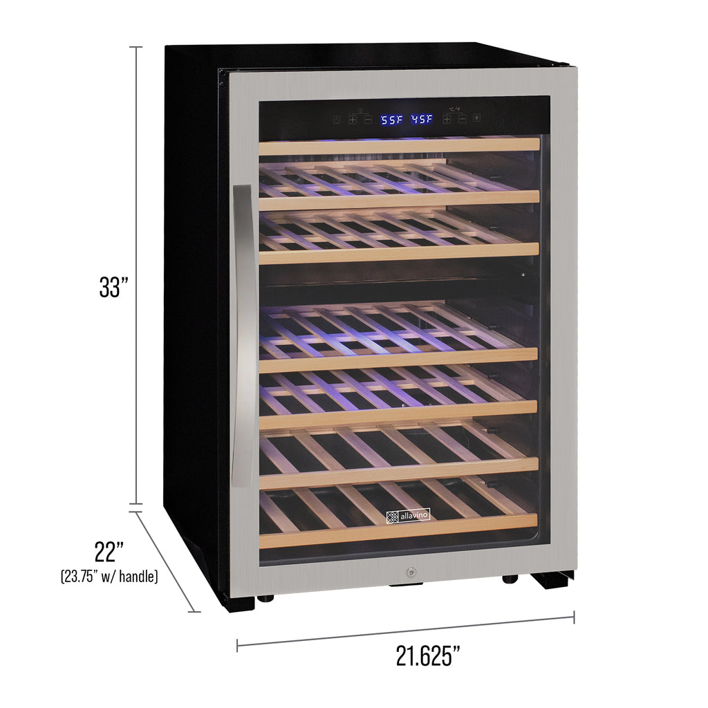 Allavino Cascina Series 47 Bottle Dual Zone Freestanding Wine Cooler Refrigerator with Stainless Steel Door - KWR47D-2SR