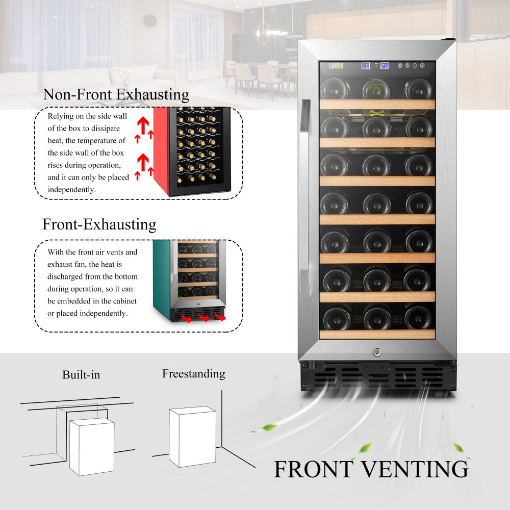 Lanbo 33 Bottle Single Zone Wine Cooler - LW33S