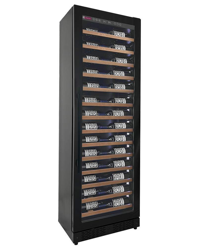 Allavino Reserva Series 67 Bottle 71" Tall Single Zone Right Hinge Black Shallow Wine Refrigerator with Wood Front Shelves - VSW6771S-1BR-WD