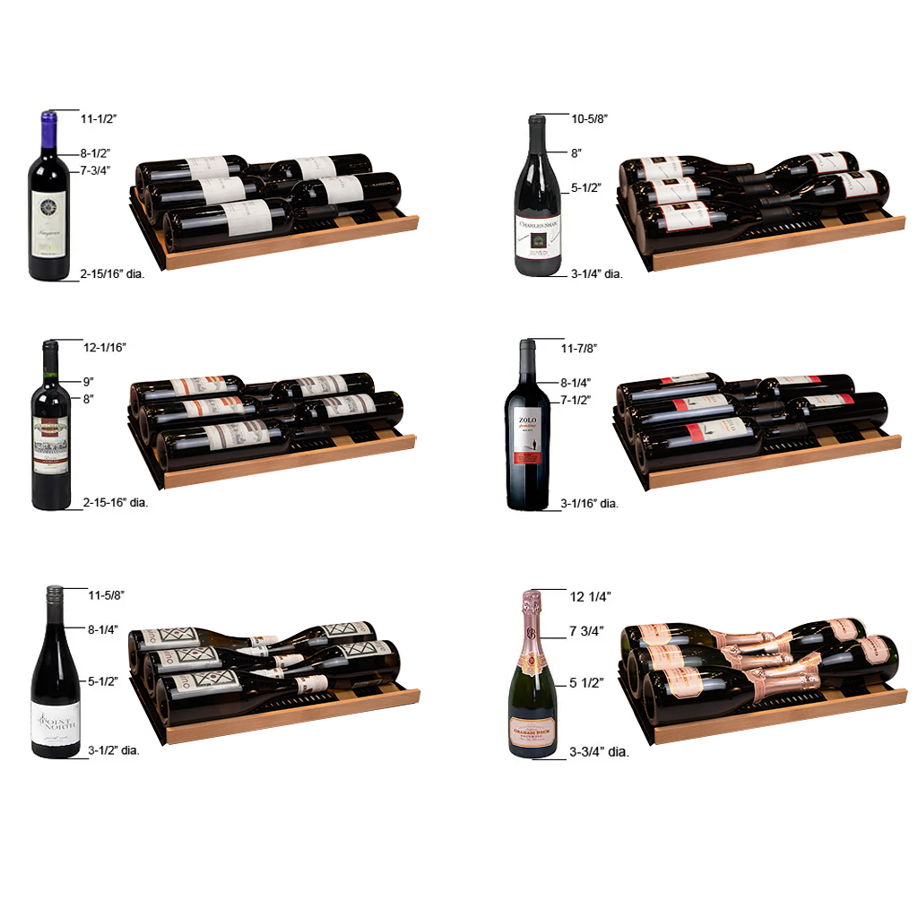 Allavino Reserva Series 67 Bottle 71" Tall Single Zone Left Hinge Black Shallow Wine Refrigerator with Wood Front Shelves - VSW6771S-1BL-WD - Wine Cooler City