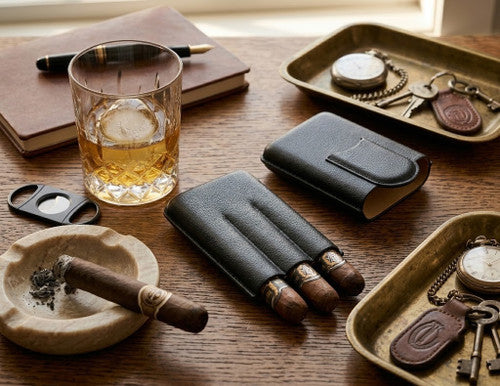 Visol Preston Black Leather Cigar Case - VCASE743