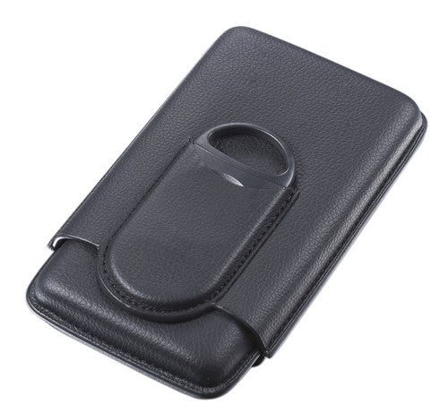 Visol Preston Black Leather Cigar Case - VCASE743