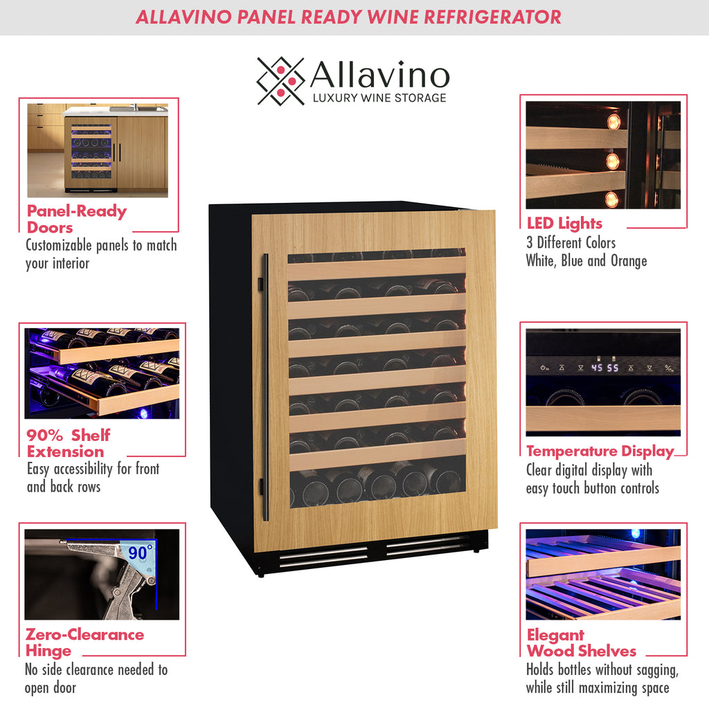 Allavino 24" Wide Single Zone Panel Ready Wine Refrigerator - VCWR-24PRS-1R