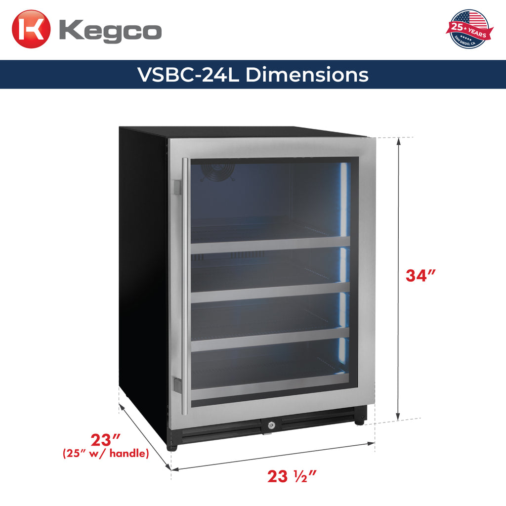 Kegco 24" Wide Reserva Series Stainless Steel Right Hinge Beverage Center - VSBC-24LSR