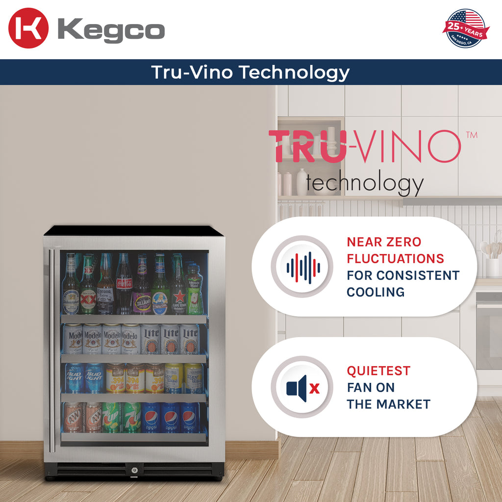 Kegco 24" Wide Reserva Series Stainless Steel Right Hinge Beverage Center - VSBC-24LSR