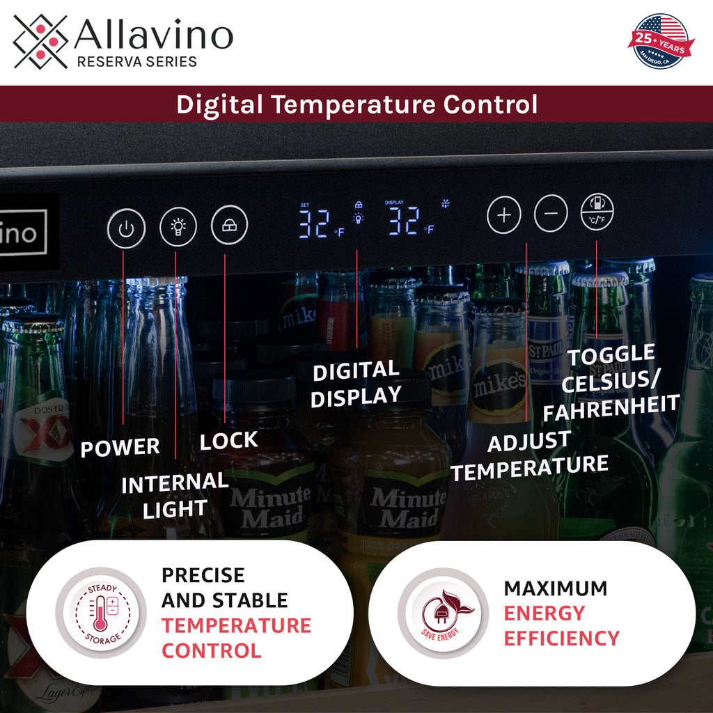 Allavino 24" Wide Reserva Series Stainless Steel Left Hinge Beverage Center - VSBC24L-SSL