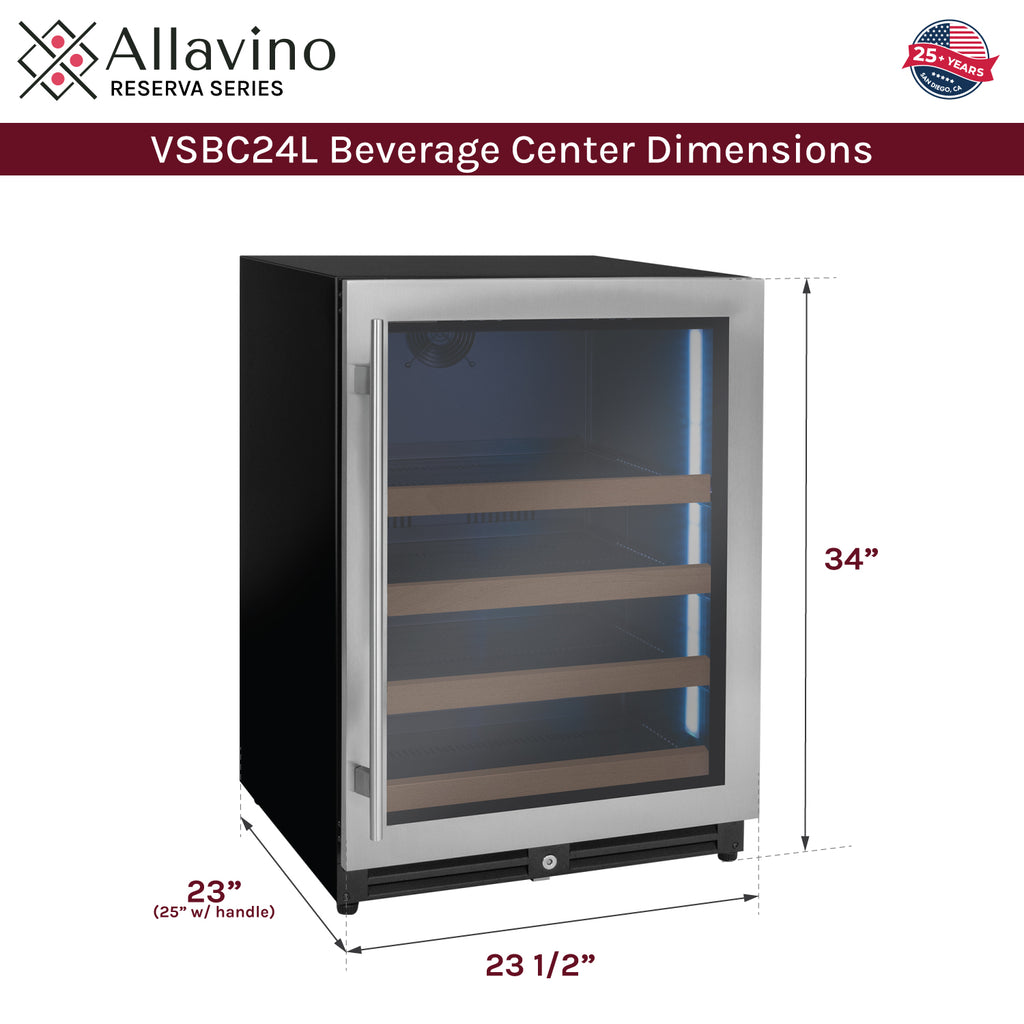 Allavino 24" Wide Reserva Series Stainless Steel Right Hinge Beverage Center - VSBC24L-SSR
