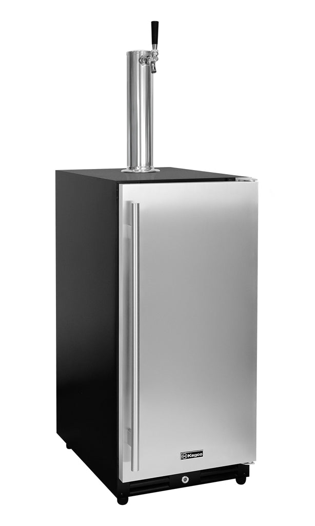 Kegco 15" Wide Commercial Undercounter Stainless Steel Door Built-In Right Hinge Kegerator - VSK-15U-BSR