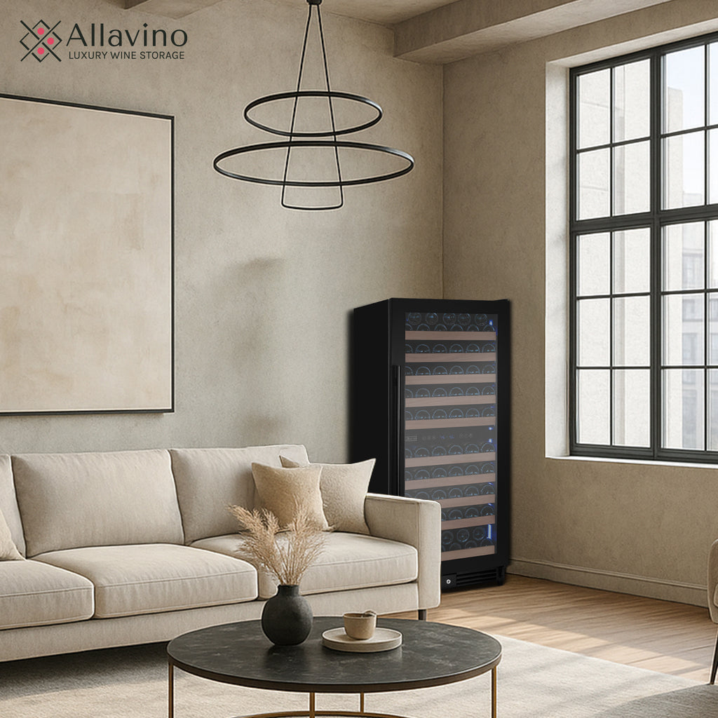 Allavino Reserva Series 119 Bottle 55" Semi Tall Dual Zone Right Hinge Black Metal Wine Refrigerator - VSW11955D-2BR