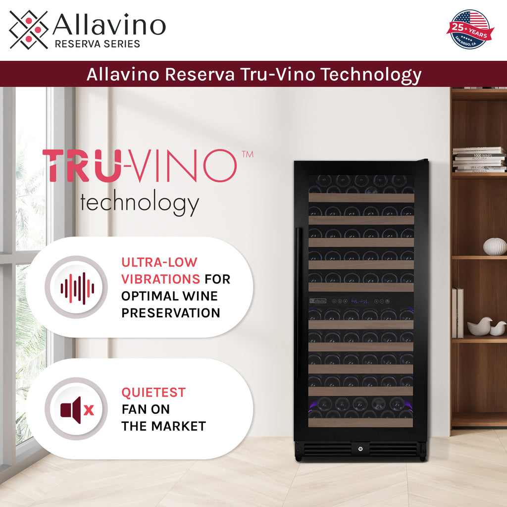Allavino Reserva Series 119 Bottle 55" Semi Tall Dual Zone Right Hinge Black Metal Wine Refrigerator - VSW11955D-2BR