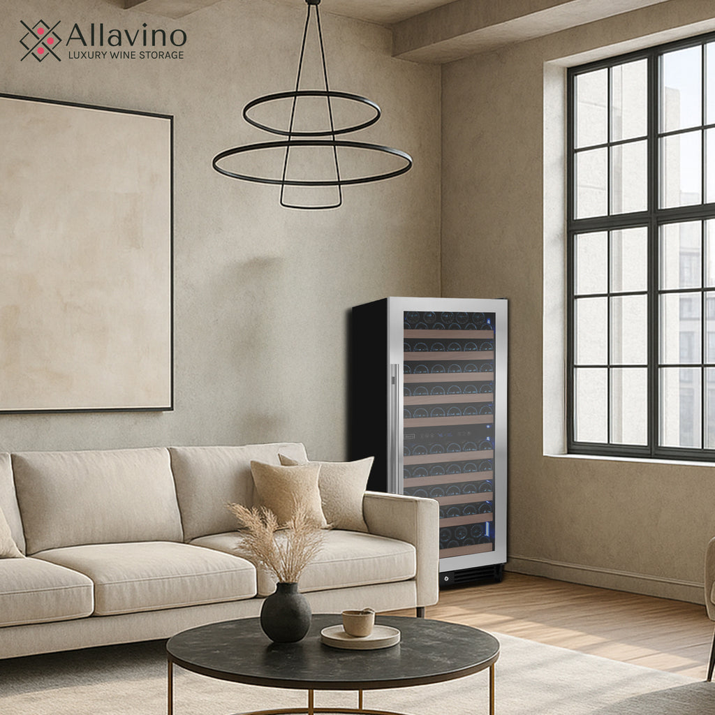 Allavino 119 Bottle 55" Tall Dual Zone Left Hinge Stainless Steel Wine Refrigerator - VSW11955D-2SL