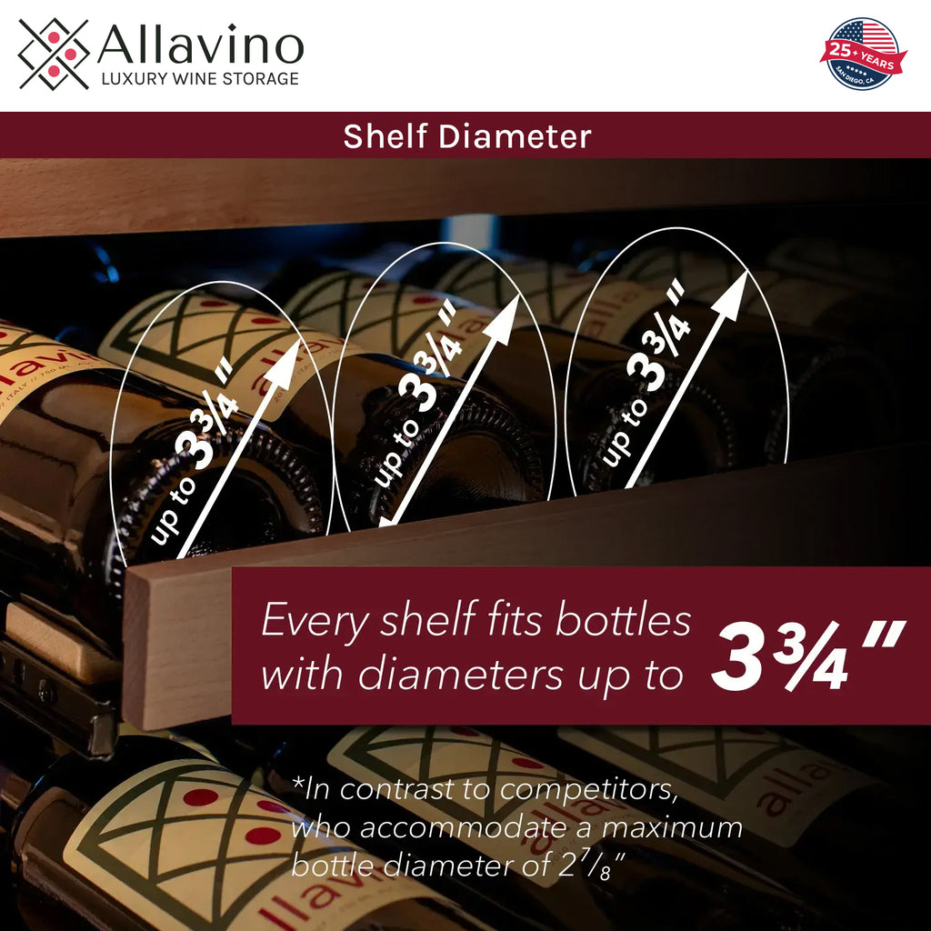 Allavino 119 Bottle 55" Tall Dual Zone Left Hinge Stainless Steel Wine Refrigerator - VSW11955D-2SL