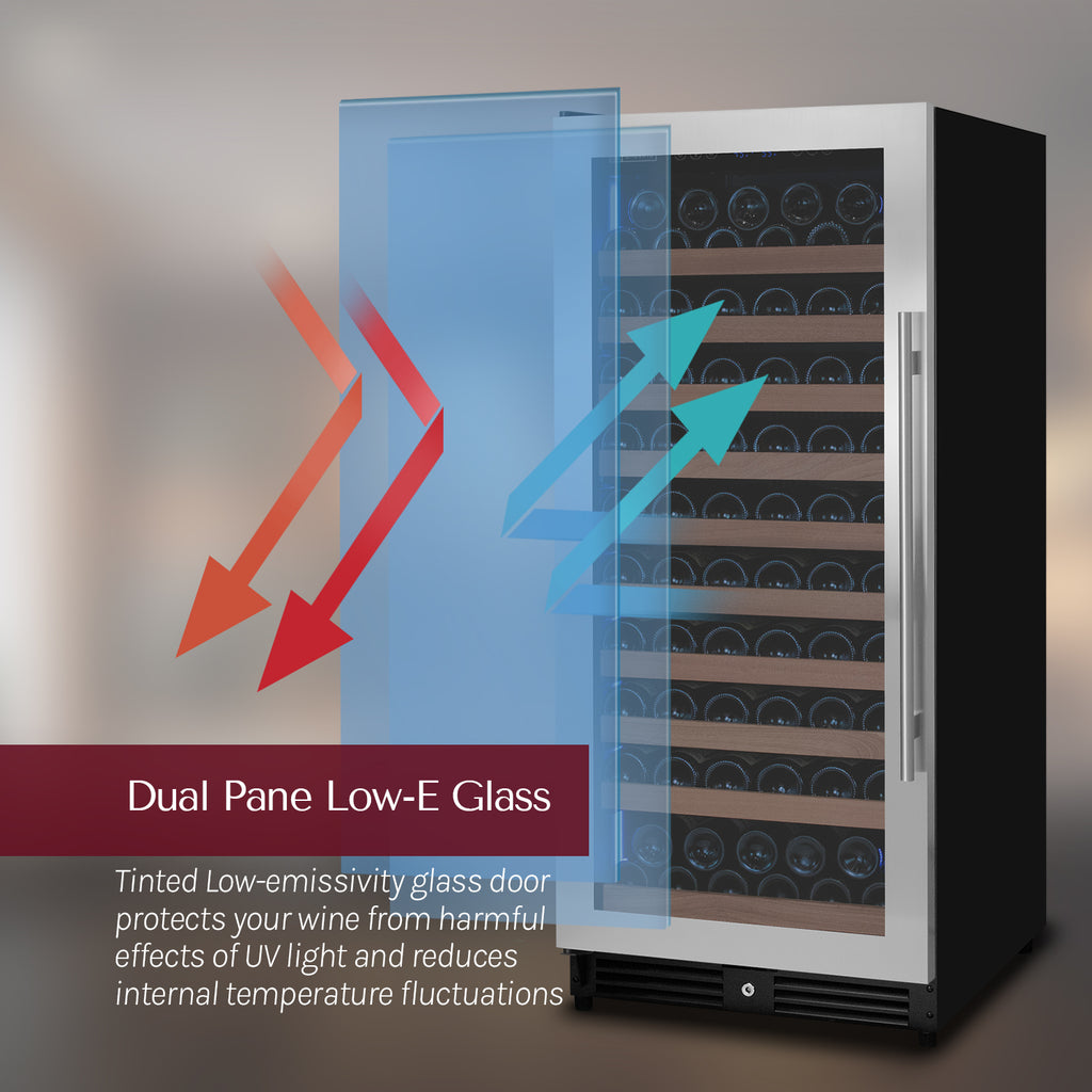 Allavino 119 Bottle 55" Tall Single Zone Left Hinge Stainless Steel Wine Refrigerator - VSW11955S-1SL