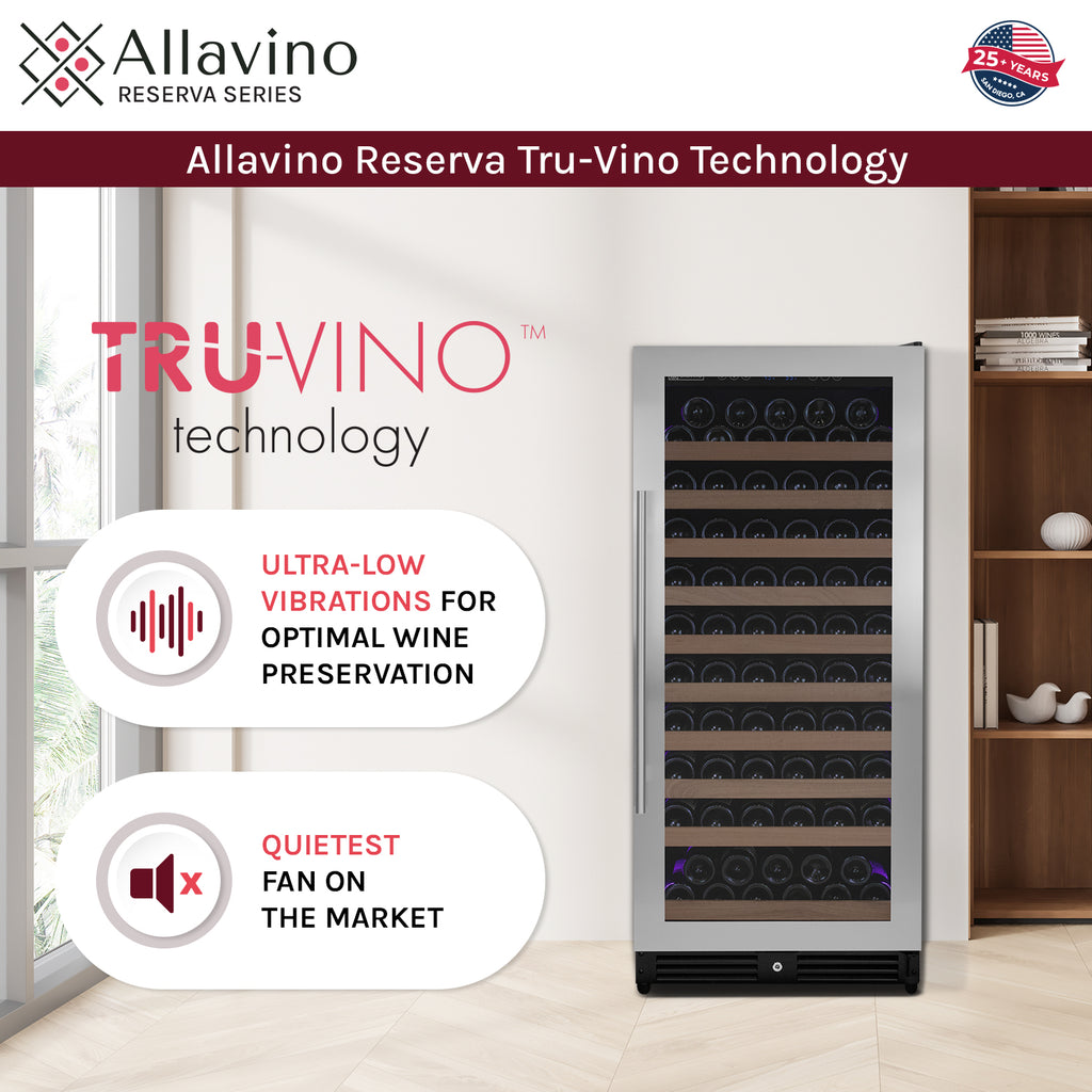 Allavino 119 Bottle 55" Tall Single Zone Left Hinge Stainless Steel Wine Refrigerator - VSW11955S-1SL