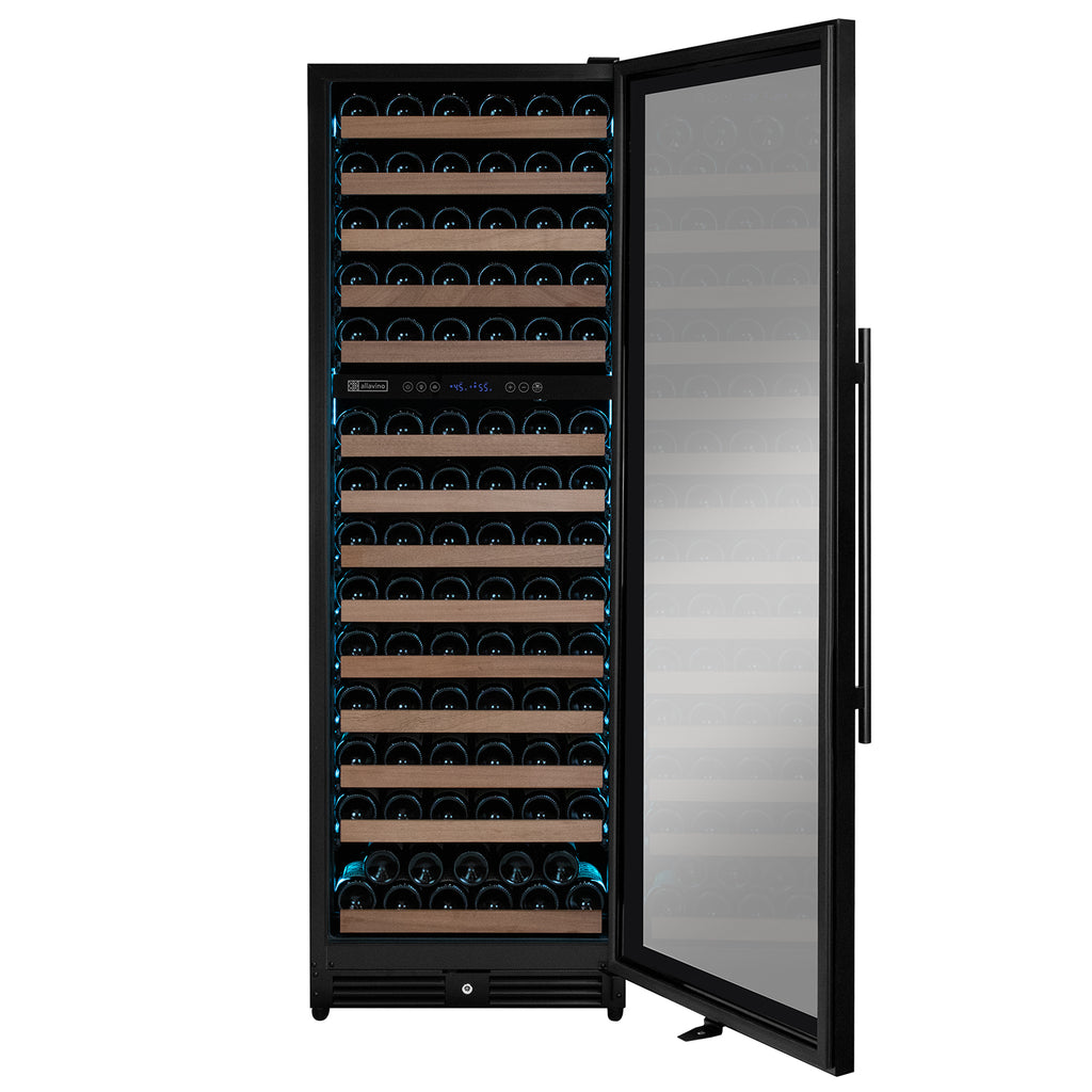 Allavino Reserva Series 154 Bottle 71" Tall Dual Zone Built-in Right Hinge Wine Refrigerator with Black Metal Door - VSW15471D-2BR