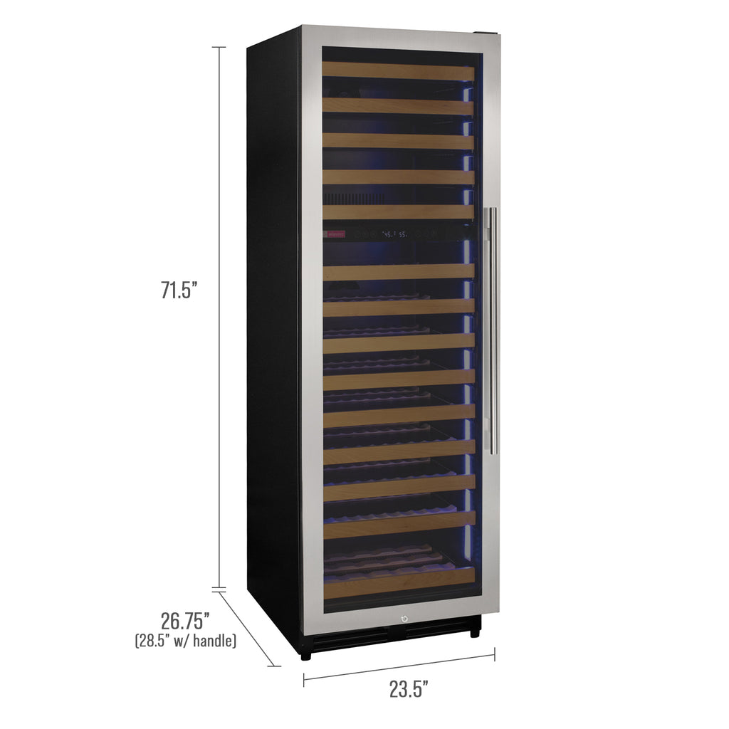 Allavino Reserva Series 154 Bottle 71" Tall Dual Zone Left Hinge Stainless Steel Wine Refrigerator - VSW15471D-2SL