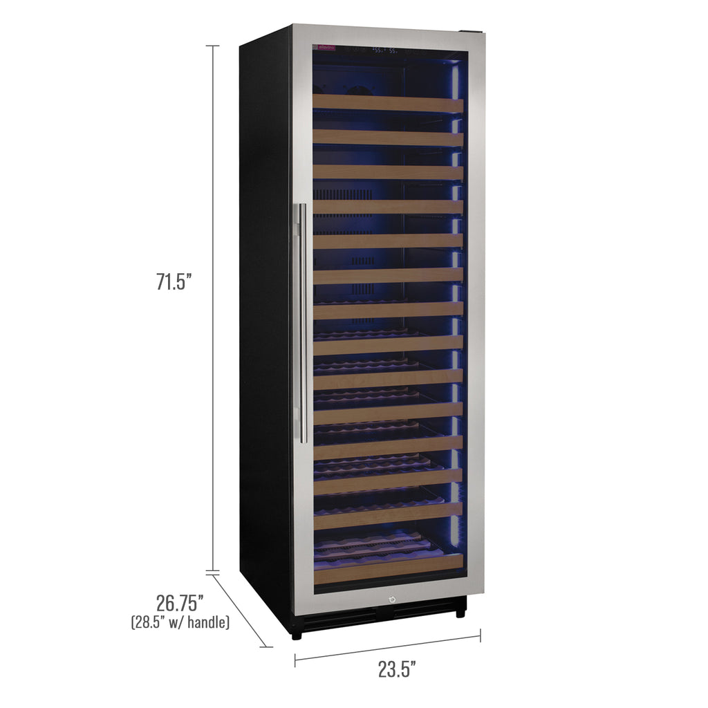 Allavino Reserva Series 163 Bottle 71" Tall Single Zone Right Hinge Stainless Steel Wine Cooler Refrigerator - VSW16371S-1SR