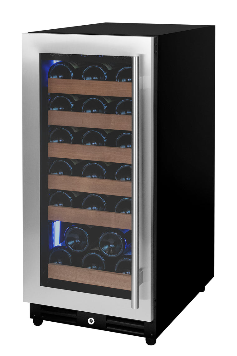 Allavino 15" Wide Reserva Series 30 Bottle Single Zone Stainless Steel Left Hinge Wine Refrigerator - VSW3015S-1SL