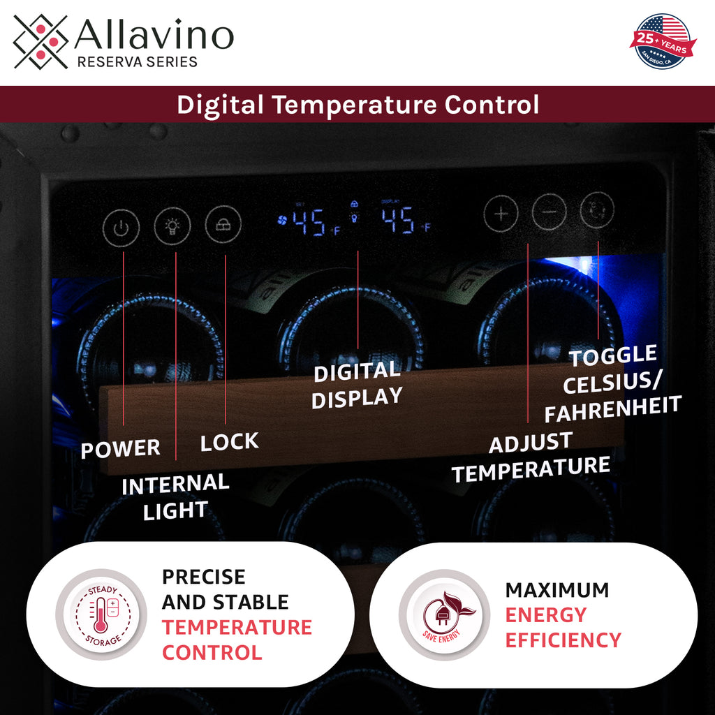 Allavino 15" Wide Reserva Series 30 Bottle Single Zone Stainless Steel Left Hinge Wine Refrigerator - VSW3015S-1SL