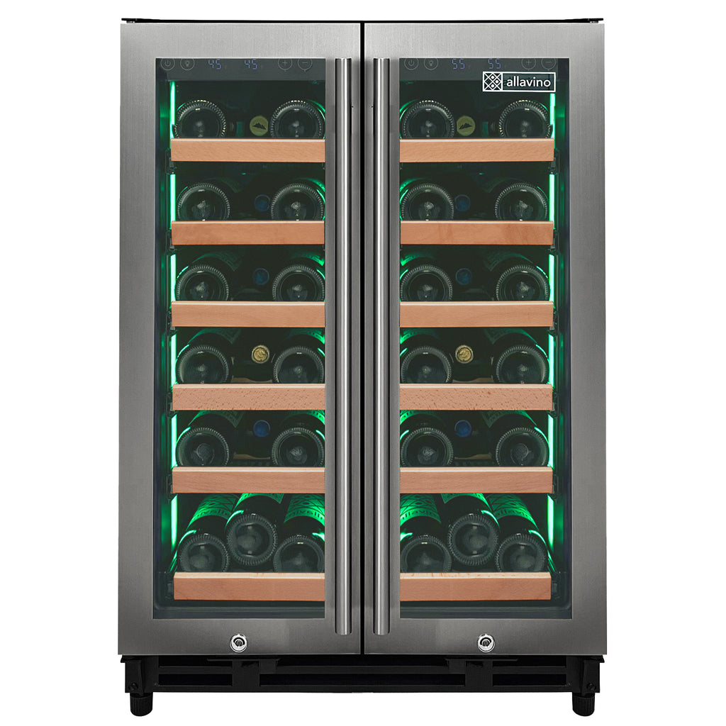 Allavino Reserva Series 36 Bottle Dual Zone Wine Refrigerator with Stainless Steel French Doors - VSW3634FD-2S