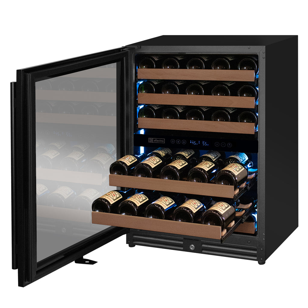 Allavino Reserva Series - 51 Bottle Dual Zone Built-in Luxury Wine Refrigerator with Black Door - Left Hinge - VSW5134D-2BL
