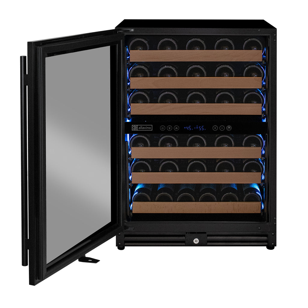 Allavino Reserva Series - 51 Bottle Dual Zone Built-in Luxury Wine Refrigerator with Black Door - Left Hinge - VSW5134D-2BL